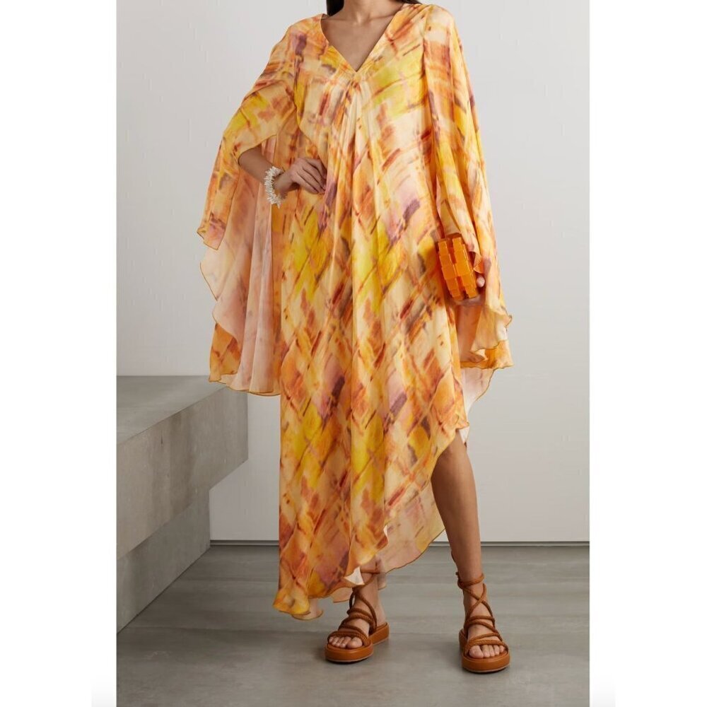 Cult Gaia Shira Asymmetric Crepe Dress Summerhaze Womens Size Small